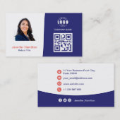 Professionele aangepaste QRCode Photo Blue Red Visitekaartje (Voorkant / Achterkant)