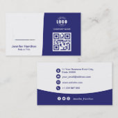 Professionele aangepaste QRCode Photo Blue Visitekaartje (Voorkant / Achterkant)
