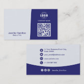 Professionele aangepaste QRCode Photo Blue Visitekaartje (Voorkant / Achterkant)