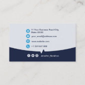 Professionele aangepaste QRCode Photo Dark Blue Bu Visitekaartje (Achterkant)