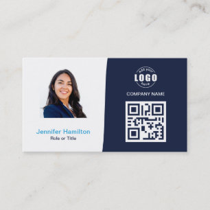 Professionele aangepaste QRCode Photo Dark Blue Bu Visitekaartje