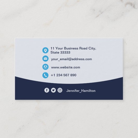 Professionele aangepaste QRCode Photo Dark Blue Bu Visitekaartje (Achterkant)