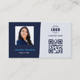 Professionele aangepaste QRCode Photo Dark Blue Bu Visitekaartje