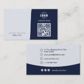 Professionele aangepaste QRCode Photo Dark Blue Gr Visitekaartje (Voorkant / Achterkant)