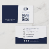 Professionele aangepaste QRCode Photo Dark Blue Gr Visitekaartje (Voorkant / Achterkant)