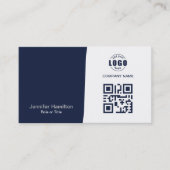 Professionele aangepaste QRCode Photo Dark Blue Gr Visitekaartje (Voorkant)