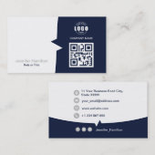 Professionele aangepaste QRCode Photo Dark Blue Gr Visitekaartje (Voorkant / Achterkant)