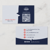Professionele aangepaste QRCode Photo Dark Blue Re Visitekaartje (Voorkant / Achterkant)