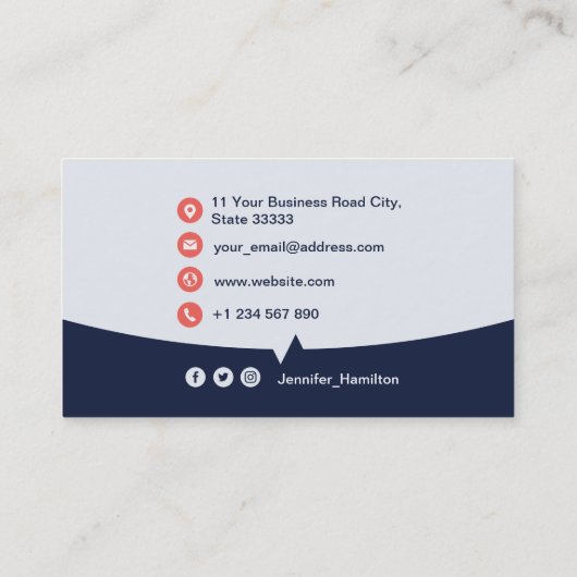 Professionele aangepaste QRCode Photo Dark Blue Re Visitekaartje (Achterkant)