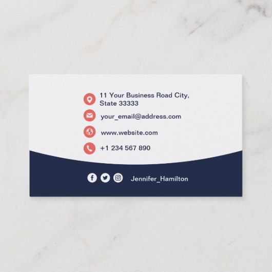 Professionele aangepaste QRCode Photo Dark Blue Re Visitekaartje (Achterkant)