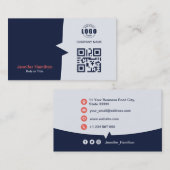 Professionele aangepaste QRCode Photo Dark Blue Re Visitekaartje (Voorkant / Achterkant)