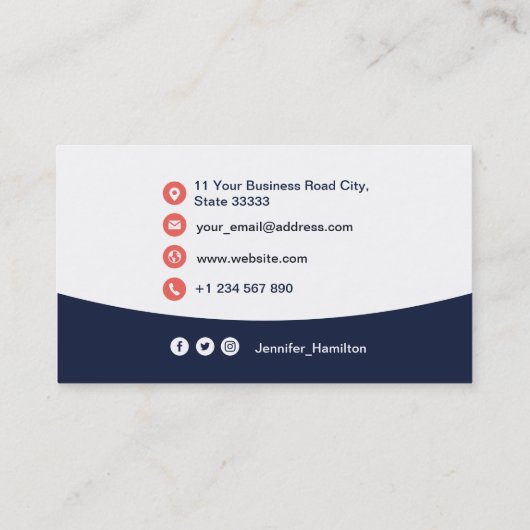 Professionele aangepaste QRCode Photo Dark Blue Re Visitekaartje (Achterkant)