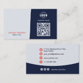 Professionele aangepaste QRCode Photo Dark Blue Re Visitekaartje (Voorkant / Achterkant)