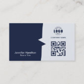Professionele aangepaste QRCode Photo Dark Blue Visitekaartje (Voorkant)