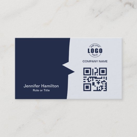 Professionele aangepaste QRCode Photo Dark Blue Visitekaartje (Voorkant)