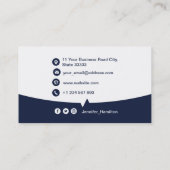 Professionele aangepaste QRCode Photo Dark Blue Visitekaartje (Achterkant)