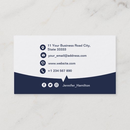 Professionele aangepaste QRCode Photo Dark Blue Visitekaartje (Achterkant)