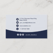 Professionele aangepaste QRCode Photo Dark Blue Visitekaartje (Achterkant)