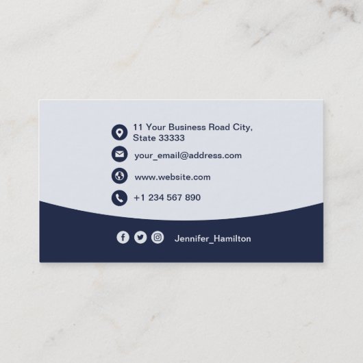 Professionele aangepaste QRCode Photo Dark Blue Visitekaartje (Achterkant)