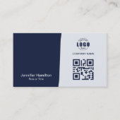Professionele aangepaste QRCode Photo Dark Blue Visitekaartje (Voorkant)