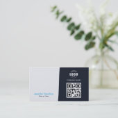 Professionele aangepaste QRCode Photo Navy Blue Bu Visitekaartje (Staand voorkant)