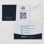 Professionele aangepaste QRCode Photo Navy Blue Bu Visitekaartje (Voorkant / Achterkant)