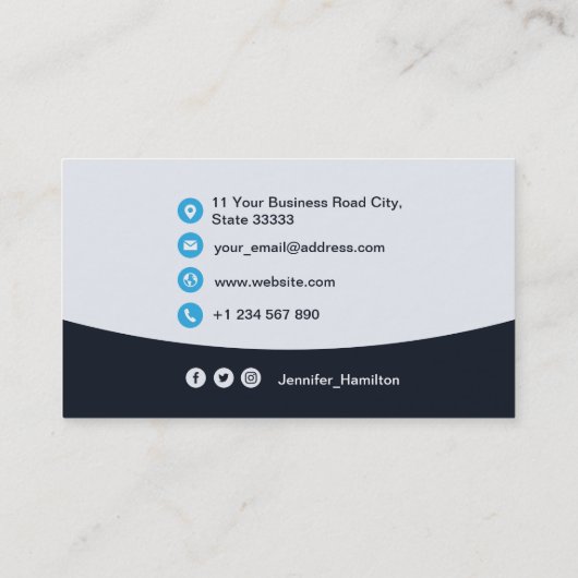 Professionele aangepaste QRCode Photo Navy Blue Bu Visitekaartje (Achterkant)