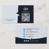 Professionele aangepaste QRCode Photo Navy Blue Bu Visitekaartje (Voorkant / Achterkant)