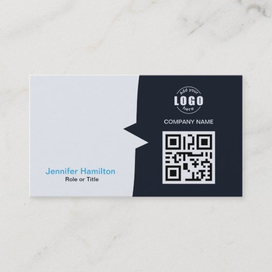Professionele aangepaste QRCode Photo Navy Blue Bu Visitekaartje (Voorkant)