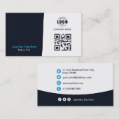 Professionele aangepaste QRCode Photo Navy Blue Bu Visitekaartje (Voorkant / Achterkant)