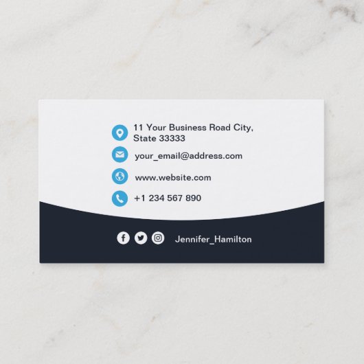 Professionele aangepaste QRCode Photo Navy Blue Bu Visitekaartje (Achterkant)