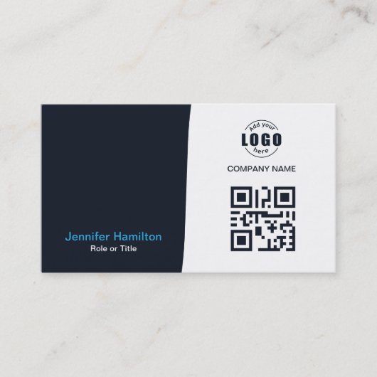 Professionele aangepaste QRCode Photo Navy Blue Bu Visitekaartje (Voorkant)