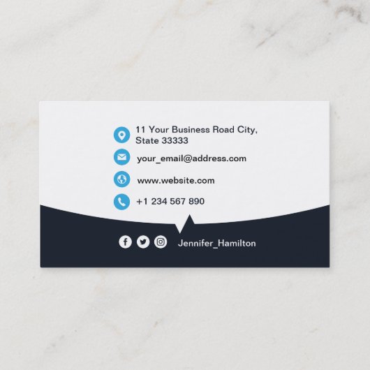 Professionele aangepaste QRCode Photo Navy Blue Bu Visitekaartje (Achterkant)