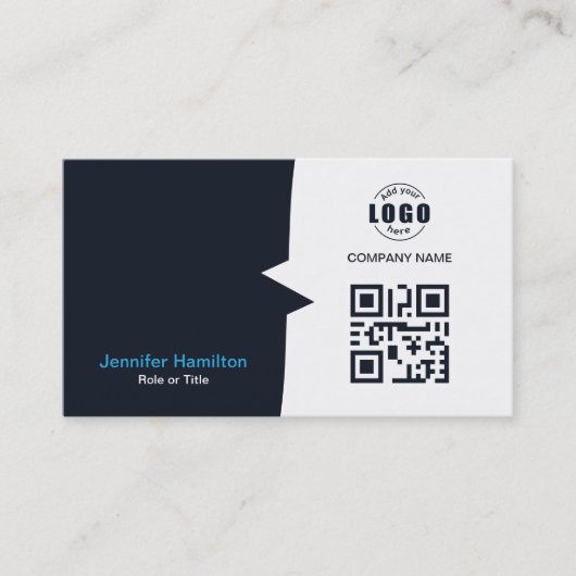 Professionele aangepaste QRCode Photo Navy Blue Bu Visitekaartje (Voorkant)