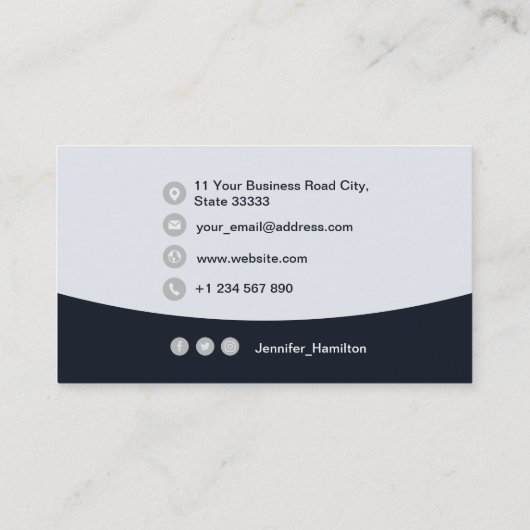 Professionele aangepaste QRCode Photo Navy Blue Gr Visitekaartje (Achterkant)