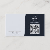 Professionele aangepaste QRCode Photo Navy Blue Gr Visitekaartje (Voorkant)