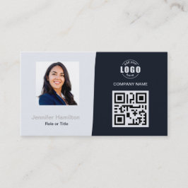 Professionele aangepaste QRCode Photo Navy Blue Gr Visitekaartje