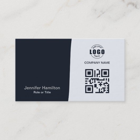 Professionele aangepaste QRCode Photo Navy Blue Gr Visitekaartje (Voorkant)