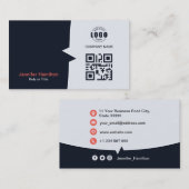 Professionele aangepaste QRCode Photo Navy Blue Re Visitekaartje (Voorkant / Achterkant)