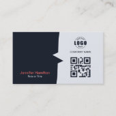 Professionele aangepaste QRCode Photo Navy Blue Re Visitekaartje (Voorkant)