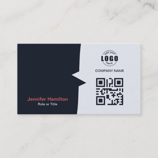 Professionele aangepaste QRCode Photo Navy Blue Re Visitekaartje (Voorkant)
