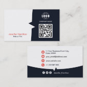 Professionele aangepaste QRCode Photo Navy Blue Re Visitekaartje (Voorkant / Achterkant)