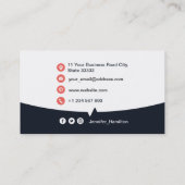 Professionele aangepaste QRCode Photo Navy Blue Re Visitekaartje (Achterkant)