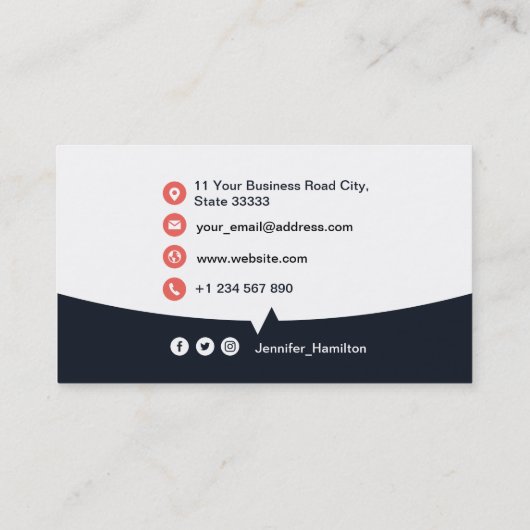 Professionele aangepaste QRCode Photo Navy Blue Re Visitekaartje (Achterkant)