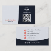 Professionele aangepaste QRCode Photo Navy Blue Re Visitekaartje (Voorkant / Achterkant)
