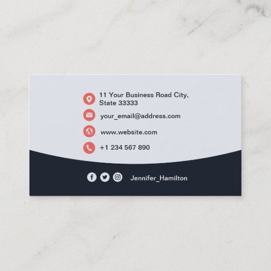 Professionele aangepaste QRCode Photo Navy Blue Re Visitekaartje (Achterkant)