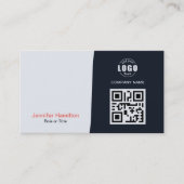 Professionele aangepaste QRCode Photo Navy Blue Re Visitekaartje (Voorkant)