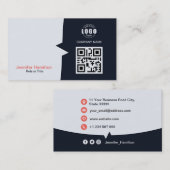 Professionele aangepaste QRCode Photo Navy Blue Re Visitekaartje (Voorkant / Achterkant)