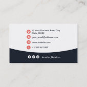 Professionele aangepaste QRCode Photo Navy Blue Re Visitekaartje (Achterkant)