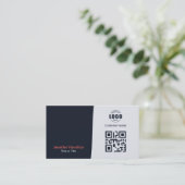 Professionele aangepaste QRCode Photo Navy Blue Re Visitekaartje (Staand voorkant)